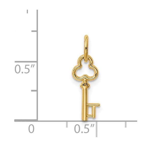 14k Yellow Gold, Hannah Collection, Mini Initial T Shamrock Key Charm - Picture 4 of 5
